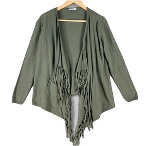 Vila Milano‎ Sweater Women Small Cardigan Open Fringe Waterfall Italy Cropped